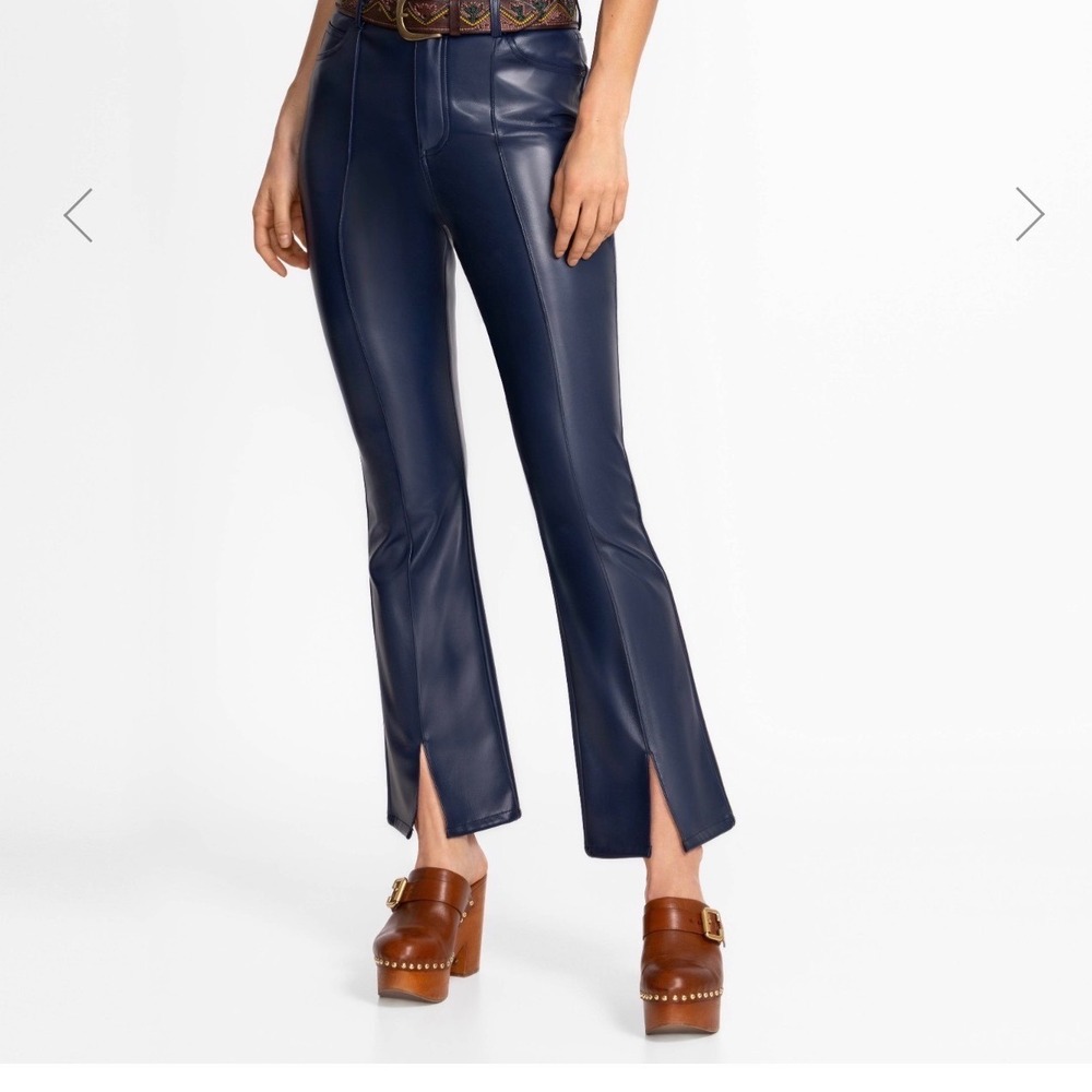 Johnny WAS Jade Vegan Leather Blue Slit Leg Pants Size 30